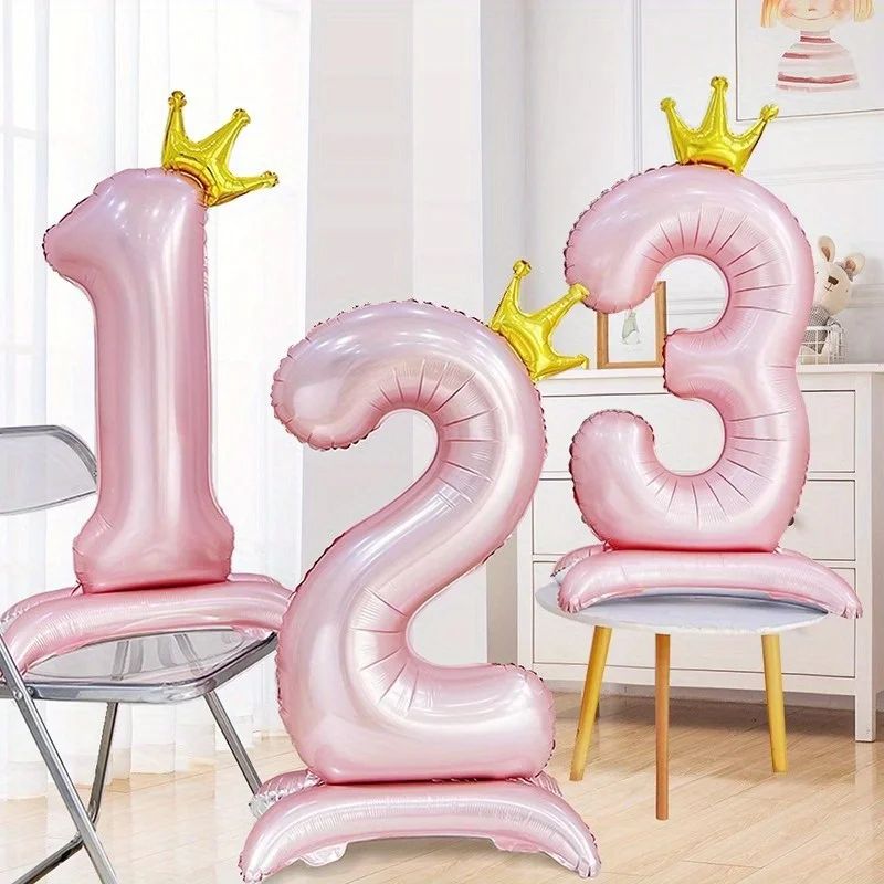 42 Inch Princess Crown Number Balloon Pink Foil Birthday Party Decor 3