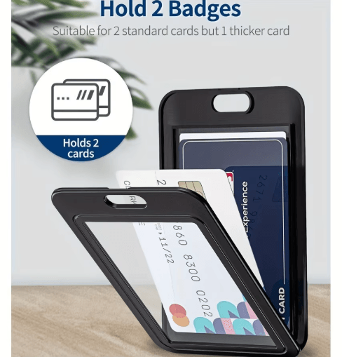 Vertical Double Sided Card Holder Hard Plastic ID & Credit Card Protector (Black) black