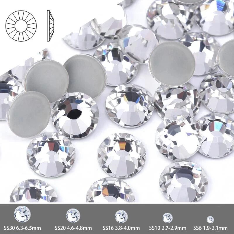 Premium Crystal Hotfix Rhinestones Clear AB Flatback Iron On Sparkle Stones For Clothes & DIY crystal Ab ss30 288pcs