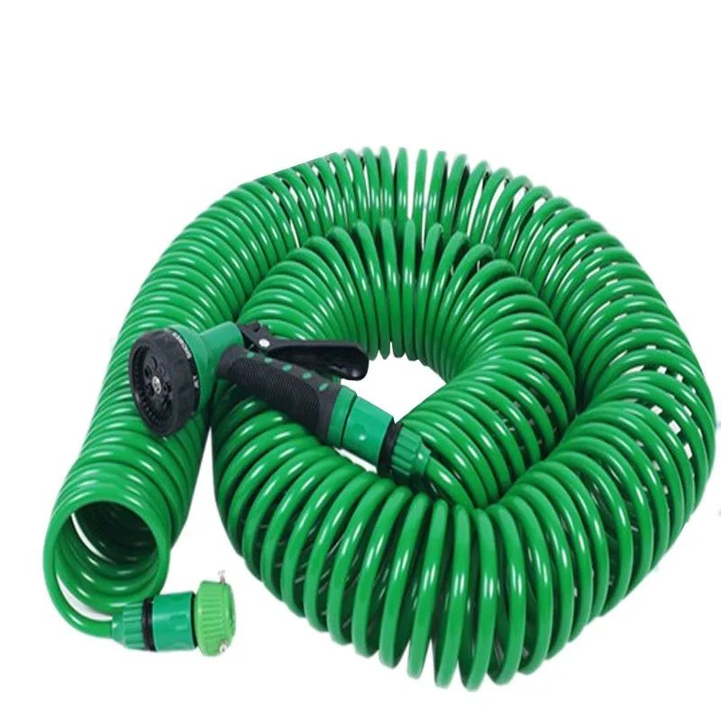 EVA Recoil Coiled Garden Hose With 8 Function Sprayer Lightweight Recoil Garden Hose For Pet Bathing & Car Washing 5m