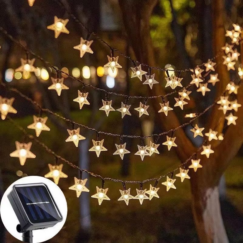 Solar Star String Lights Outdoor Weatherproof 5m 7m 12m Fairy Lights For Christmas And Garden Decor white 39.37ft 100 Led