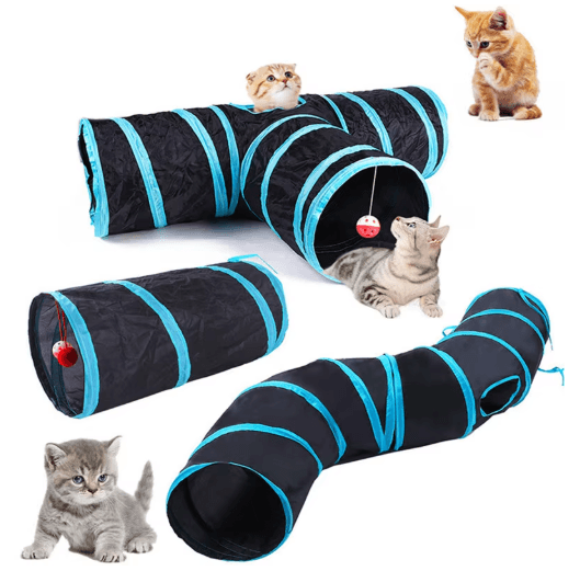 Foldable Cat Play Tunnel Breathable Indoor Cat Toy With Crinkle Paper five Tunnels