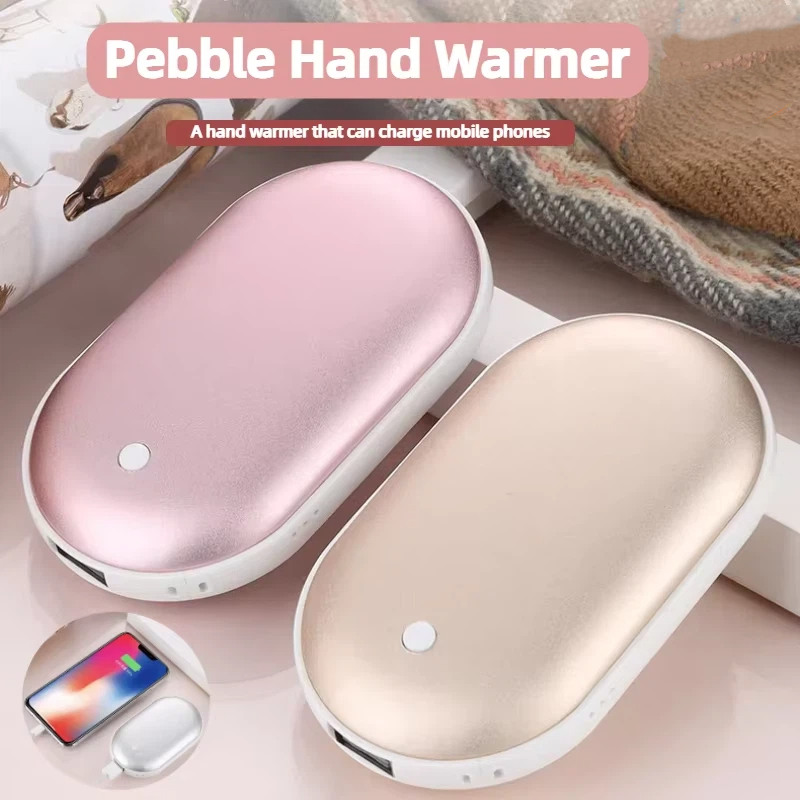 Winter Gift Hand Warmer Portable Lightweight Power Bank Double Sided Heating USB Charging pink