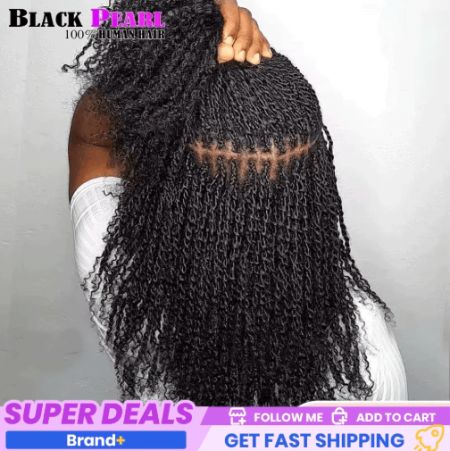 Black Pearl Top Peruvian Kinky Curly Mini Twist Bulk Human Hair, 50g Remy Bundles 30 12inches