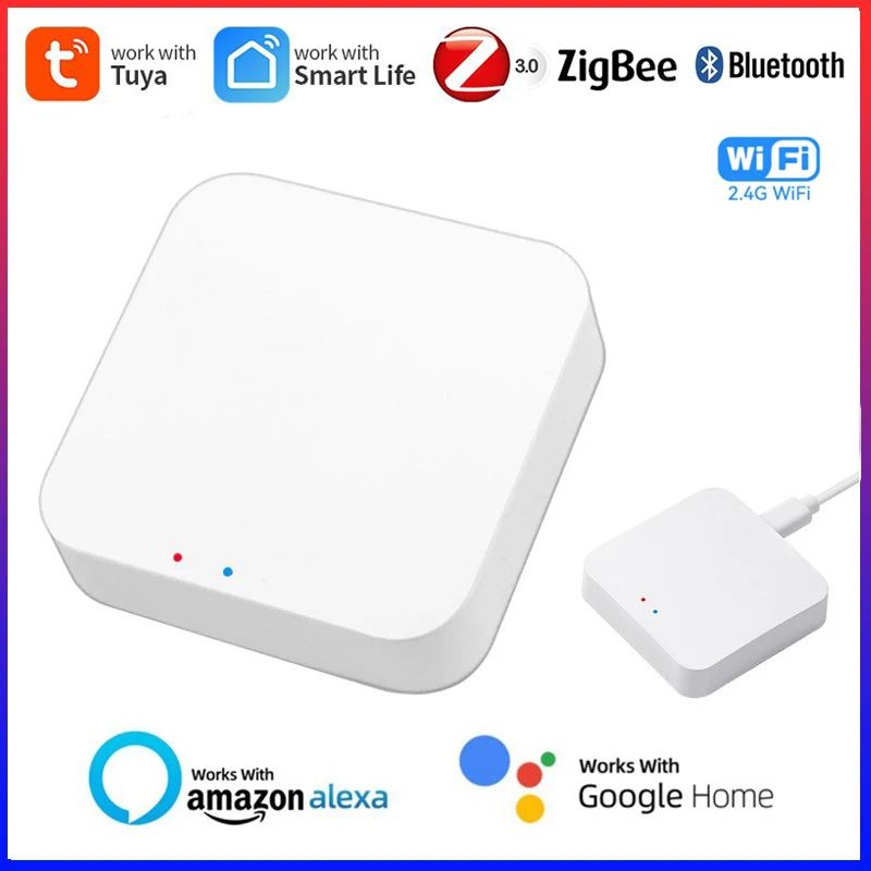 Wireless Multi Mode Smart Gateway Hub (ZigBee & Bluetooth & Mesh) For Tuya Smart Life App, Alexa & Google Home Control Wireless Multi Mode Smart Gateway Hub (ZigBee & Bluetooth & Mesh) For Tuya Smart Life App, Alexa & Google Home Control
