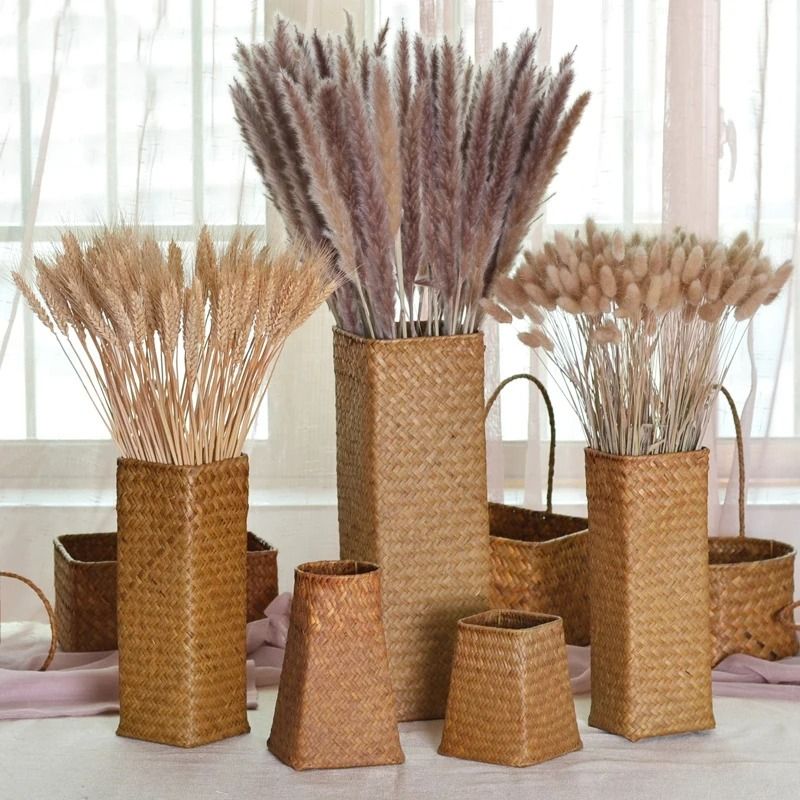 Natural Woven Rattan Vase For Dried Flowers Home Decor 02