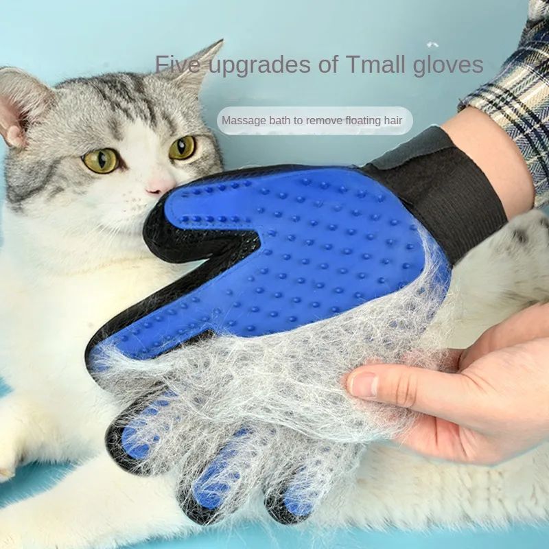 Silicone Pet Grooming Gloves For Cats And Dogs Hair Removal Bathing Brush Deshedding Mitt right Red 1pc