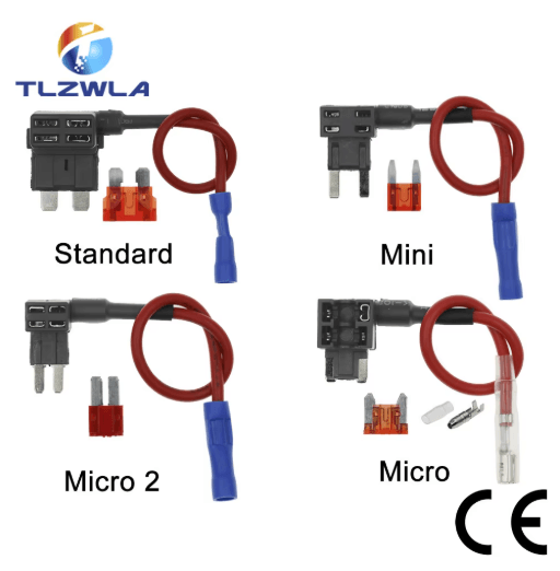 12V Add A Circuit Fuse Tap Adapter Car Fuse Holder With 10A Blade Fuse (Mini Micro Standard) micro 1a