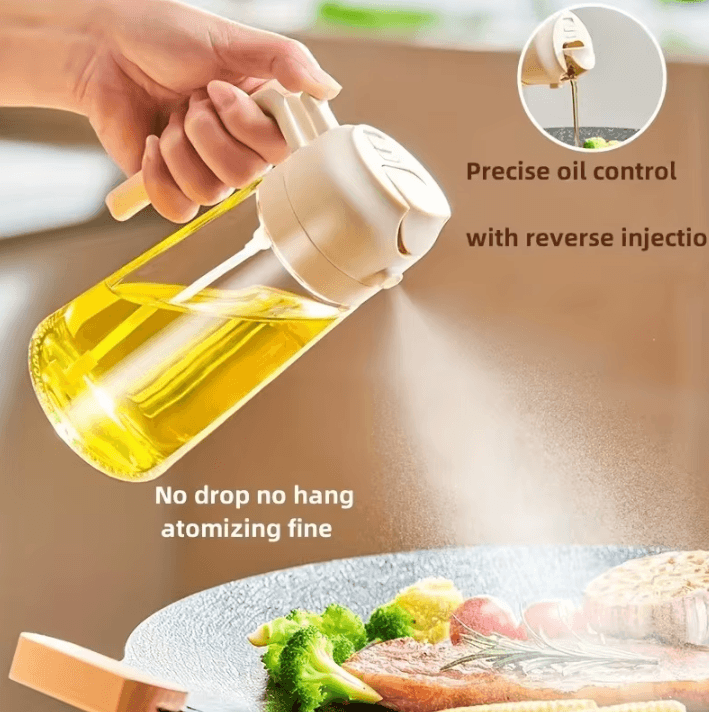 Dual Purpose Kitchen Oil Spray Bottle Leakproof Oil Can For Cooking And Household Use green Glass