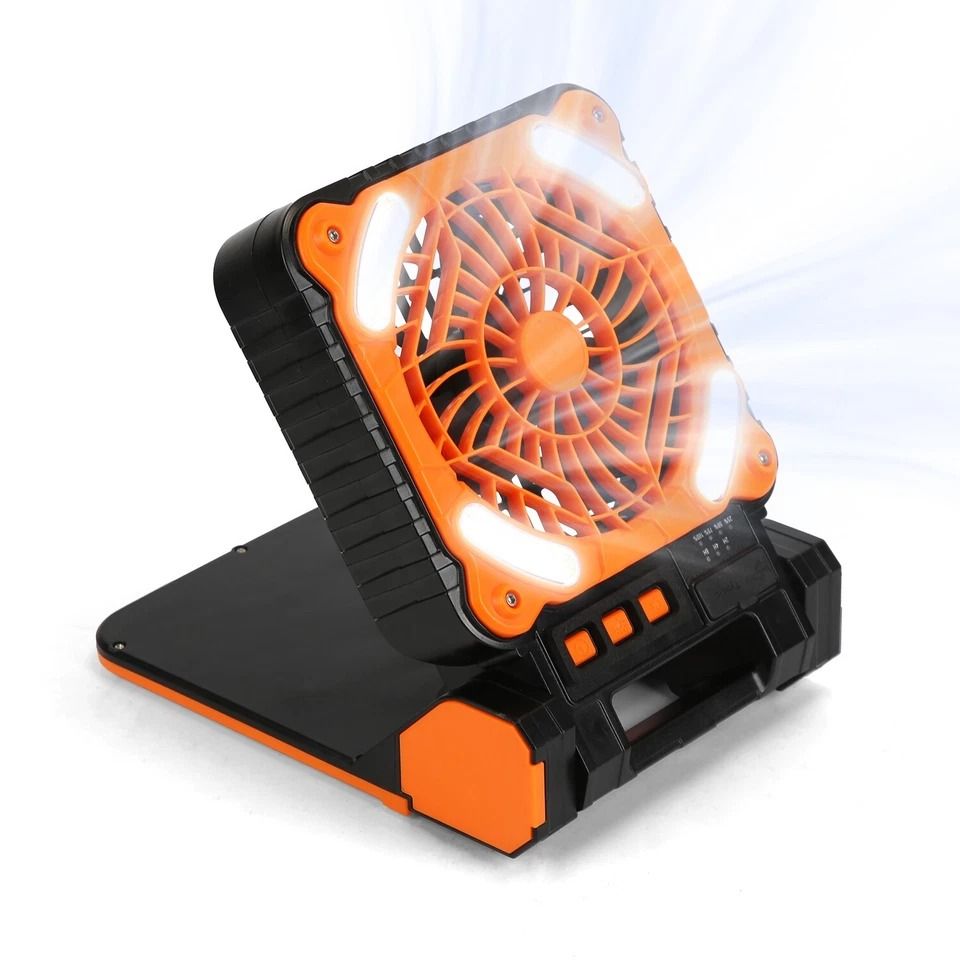 Summer Fan Speeds, Solar Powered Camping Fan & Light, Portable Picnic Fan With LED Lights, Light Modes Summer Fan Speeds, Solar Powered Camping Fan & Light, Portable Picnic Fan With LED Lights, Light Modes
