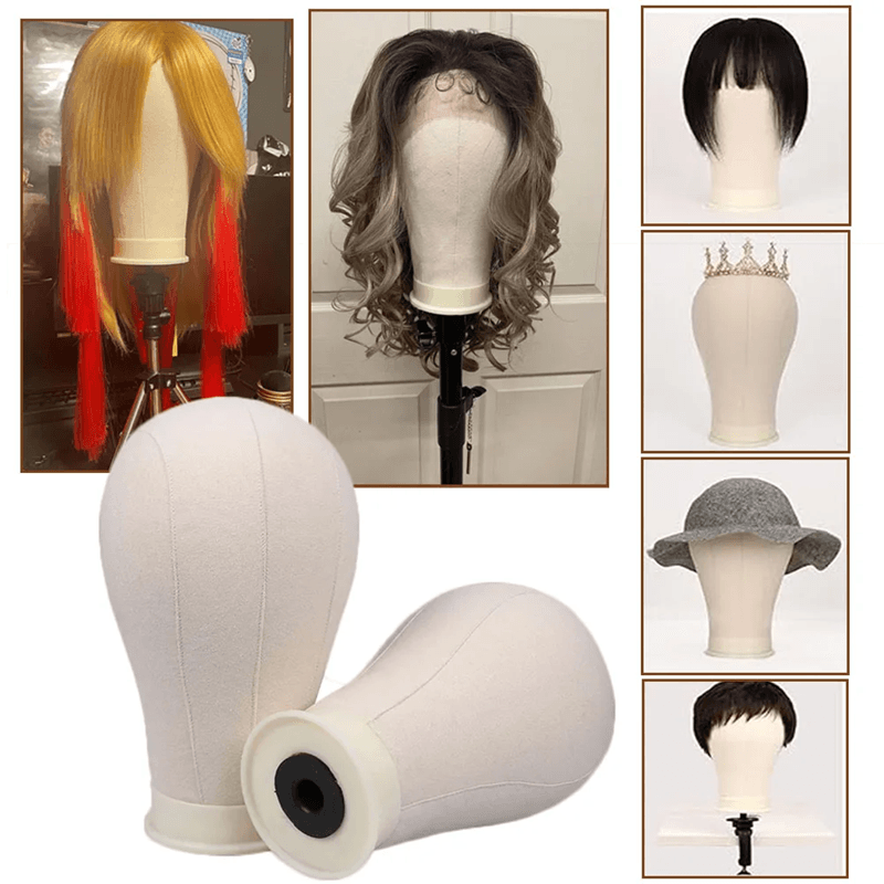 Canvas Wig Head Mannequin With Stand For Wig Making And Display 22inch64standwithset