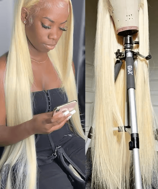 613 Honey Blonde Straight Human Hair Wig With HD Transparent Lace (13by4 13by6 360) 13x4 Hd Frontal Wig 36inches 220 Density