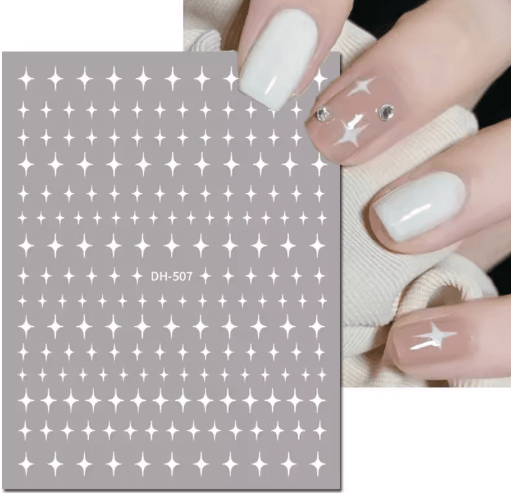 3D Nail Art Stickers Set Love Hearts Stars And Clouds French Tip Decals 26