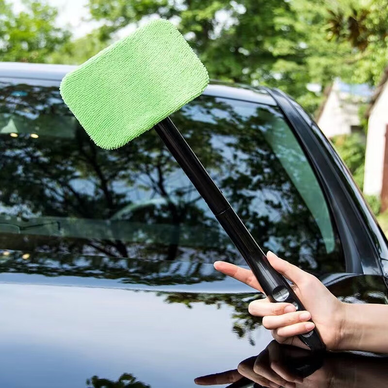 Glass Cleaning Brush, Reusable Cloth Pad, Car Window Cleaner Wiper For Auto Interior And Household Use dark Blue