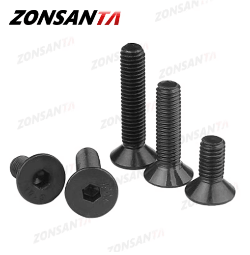ZONSANTA Countersunk Hex Socket Screws DIN7991 Black Carbon Steel Flat Head Bolts (M2M6) m2 X 50pieces 35mm