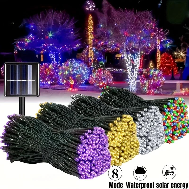 Solar LED Starry Sky String Lights With 8 Lighting Modes For Outdoor Garden Yard Party green 200led 72.18 Ft
