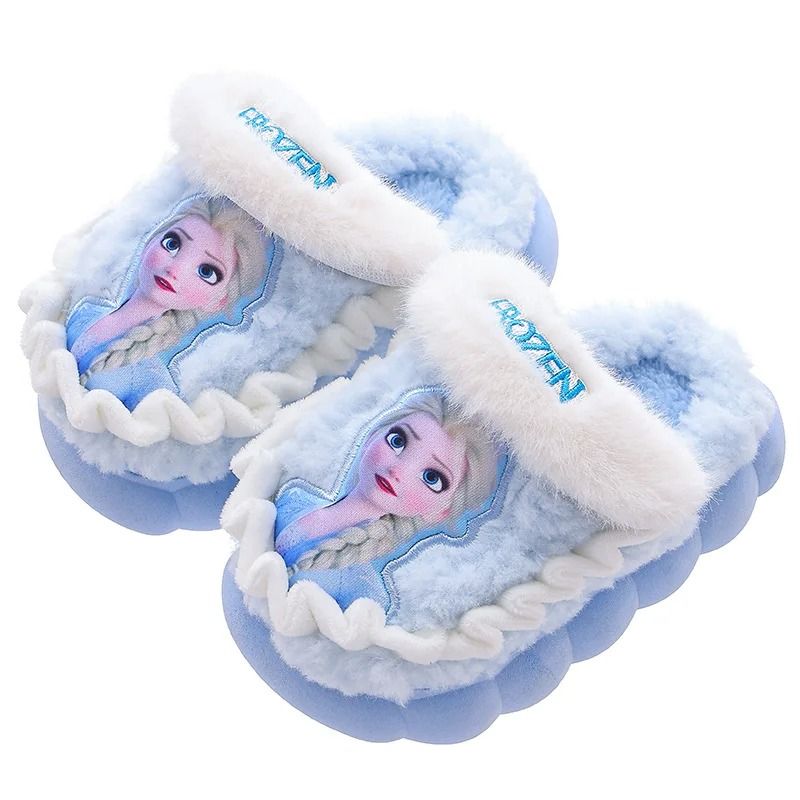 Warm Kids Winter Slippers Cartoon Cotton Non Slip Indoor Shoes purple A 26 27