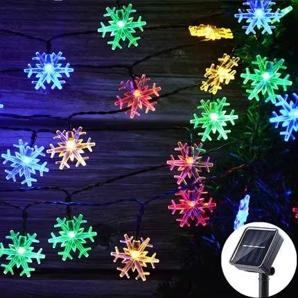 Solar LED Snowflake Fairy String Lights Outdoor 8 Mode Waterproof Garden Patio Christmas Tree Party Decor white 39.37 Ft 100leds