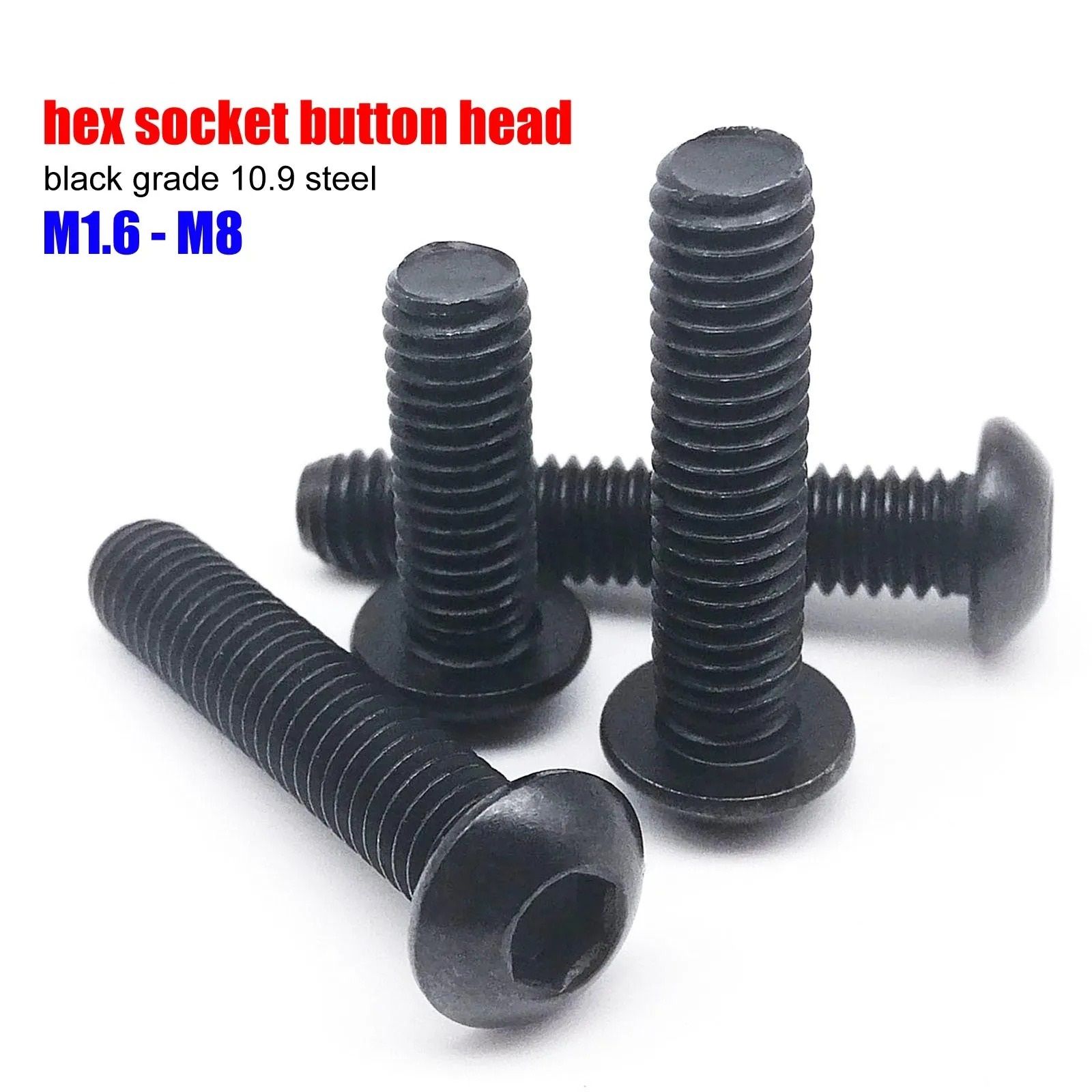 Forge Tech Grade 10.9 Carbon Steel Button Head Series m4 (10pcs) 1.181 In