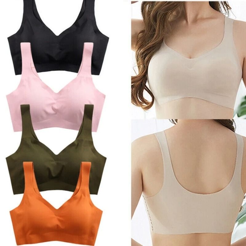 2024 Women Seamless Ice Silk Bra Removable Pad Yoga Vest black xl