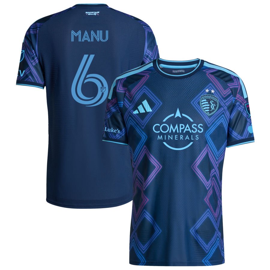 Suleymanov Shapi Men's adidas Blue Sporting Kansas City 2026 The 18th & Vine Kit On-Field Authentic Patch Custom Jersey