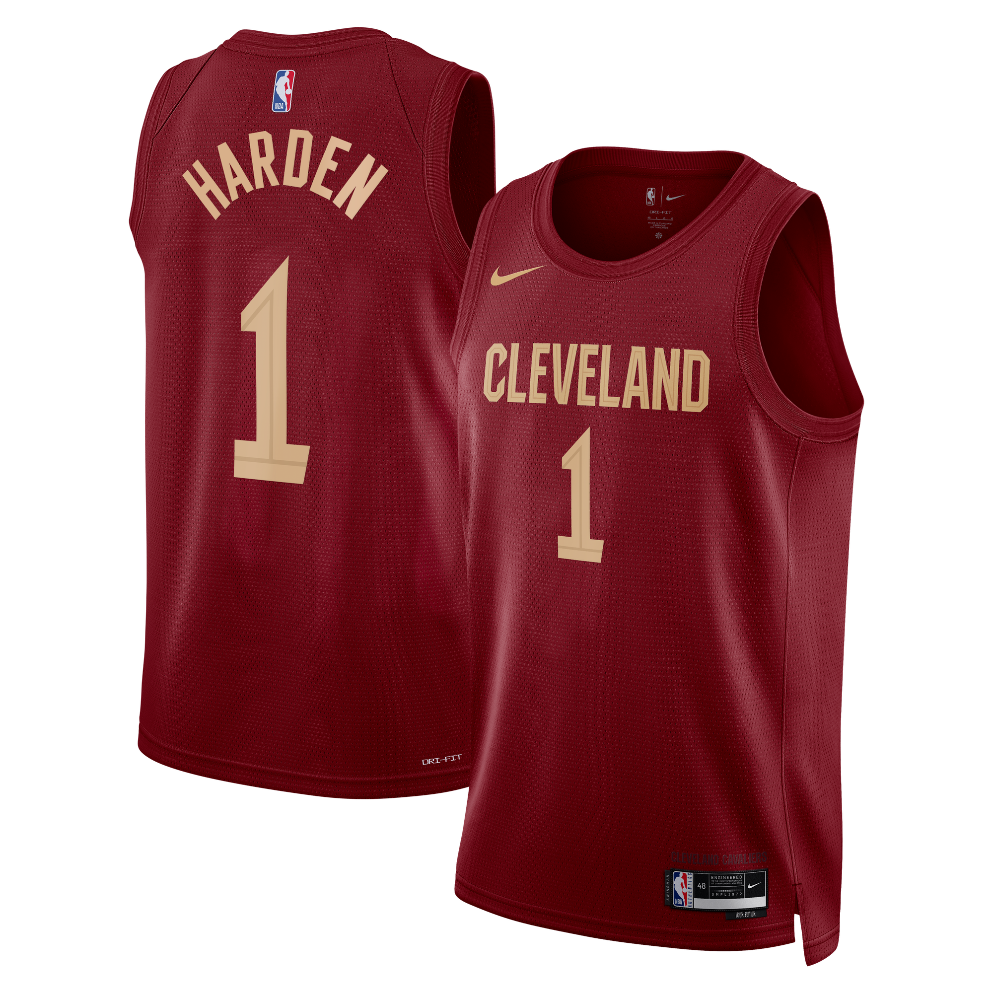 Maillot Swingman Nike Icon Edition des Cleveland Cavaliers - Bordeaux - James Harden - Unisexe - Homme Taille: 2XL