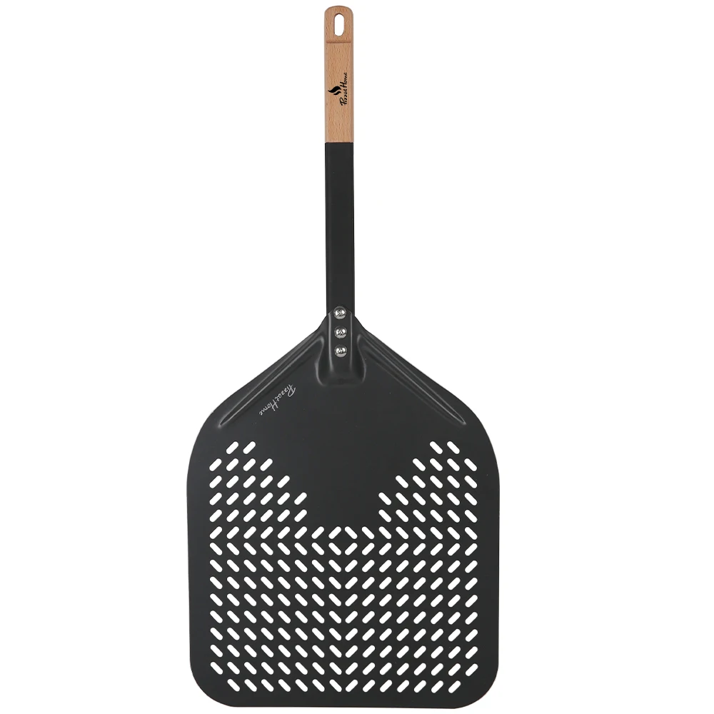 Onilini 12/13/14/ Zoll Pizza Peel Holz Aluminiumlegierung Griff Pizzaschaufel Rechteckiges Pizzapaddel Pizzaofenzubehör Image