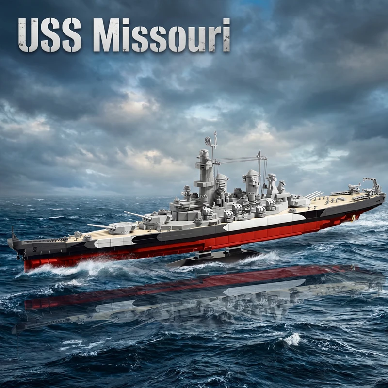 2568-teiliges USS Missouri Schlachtschiff-Bausteine-Set im Maßstab 1:300, großes Marine-Kriegsschiff-Konstruktionsmodell, DIY-Bausatz, Montagespielzeug für Erwachsene, ideales Geburtstags- und Image