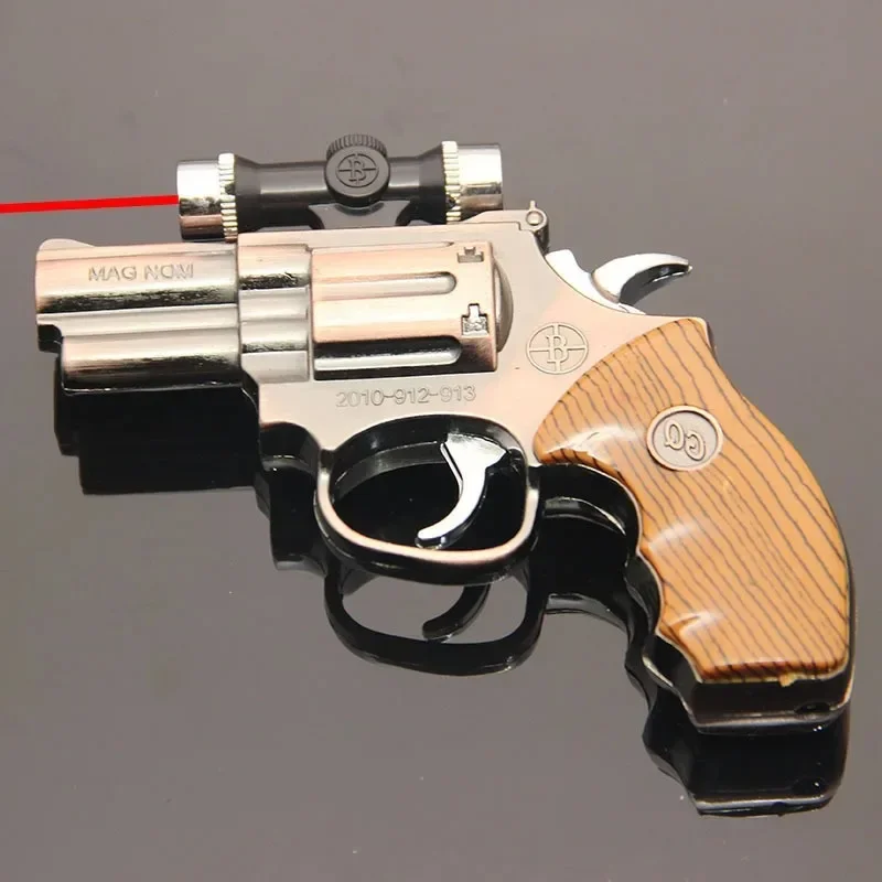 Aufblasbares Feuerzeug aus Metall mit Mini-Pistole, winddicht, Infrarot, Jet, rote Flamme, Butangas, wiederaufladbares Feuerzeug, personalisiertes Geschenk für Männer Image