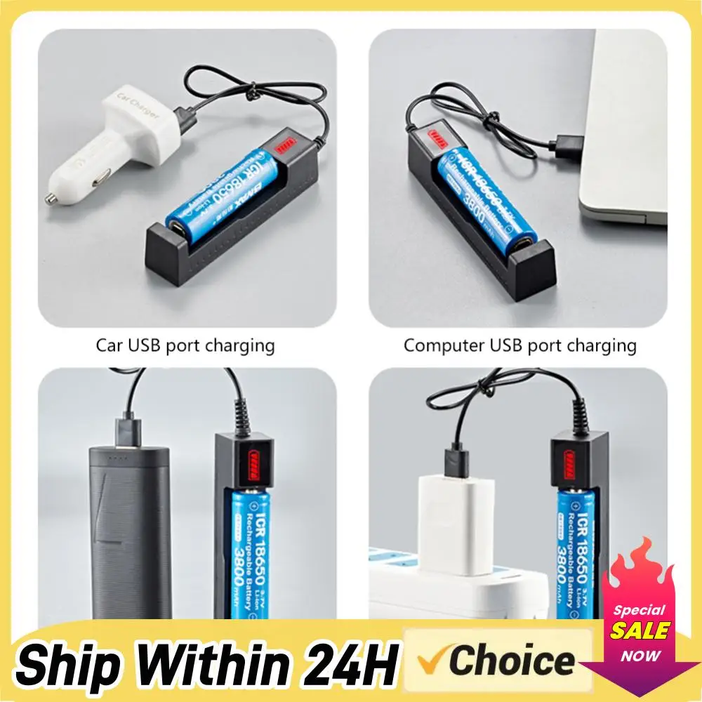 Batterie-USB-Smart-Ladegerät mit Schutzfunktion für 16340 14500 18650 3,7V wiederaufladbare Lithium-Batterien mit LED-Anzeige Image