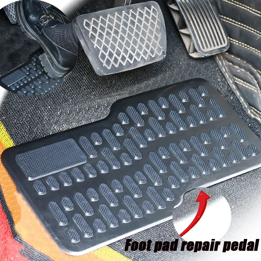 1 Stück Edelstahl Auto Verschleißfeste Verstärkte Pedal-Absatzschutzplatte Hauptfahrer Rutschfeste Matte Universelle Innenausstattung Image