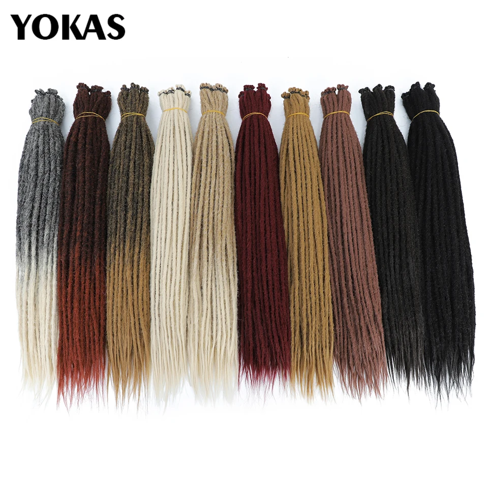 Dreadlock-Erweiterungen, handgefertigt, Häkelhaar, synthetisch, 24 36 Zoll, Dread-Verlängerung, Häkelzöpfe für Frauen, Dreadlocks-Haar, YOKAS Image