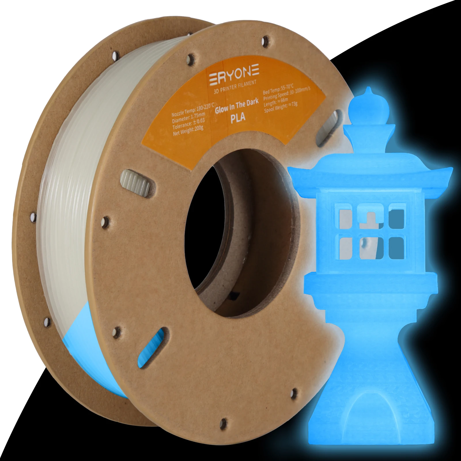 Eryone 250G leuchtendes PLA-Filament, 1,75 mm, im Dunkeln leuchtende Kunststoff-PLA-3D-Druckmaterialien, hochwertiger Großhandel, schneller Versand Image