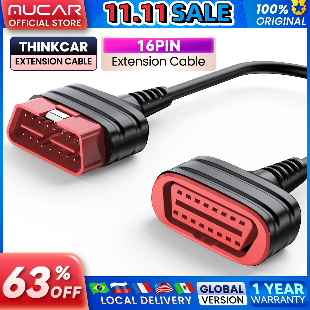 THINKCAR Verlängerungskabel, universelles 16-poliges OBD2-Diagnose-Verlängerungskabel, Stecker auf Buchse, Auto-Verlängerungskabel Image