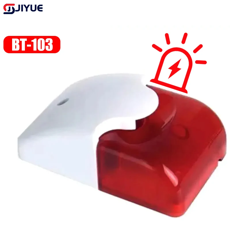 BT-103 Mini Sécurité À Domicile 12V 115DB Stroboscope Sirènes Son Alarme Rouge Indicateur Lumière Filaire Alarme Sirènes Pour 101PSTN Système D'alarme
