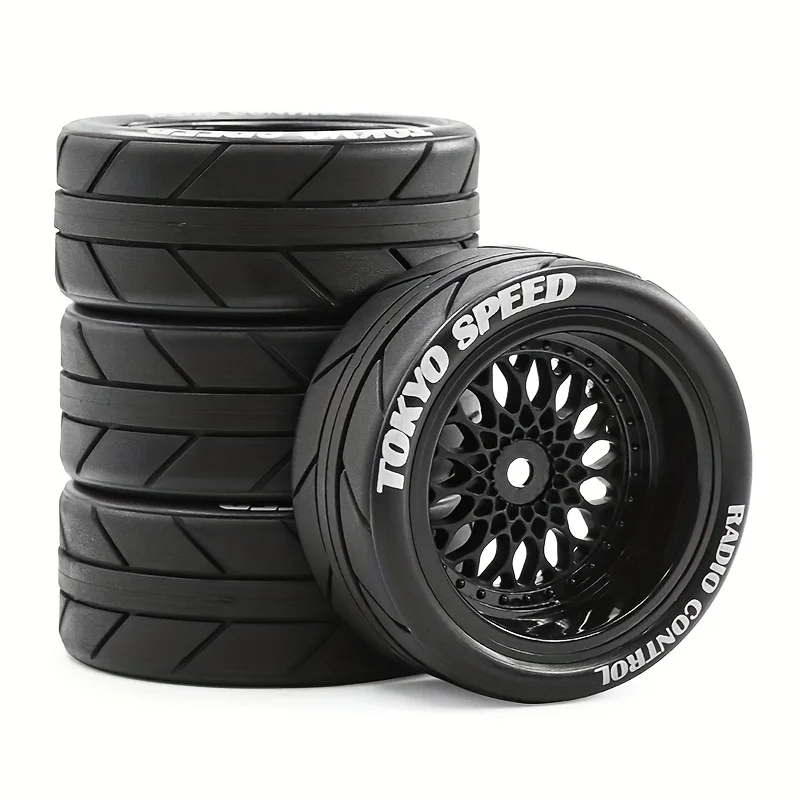 4 Stück 65 mm 1/10 RC Driftreifen Räder für Tamiya TT02 XV01 WRC On-Road Racing Flat Run