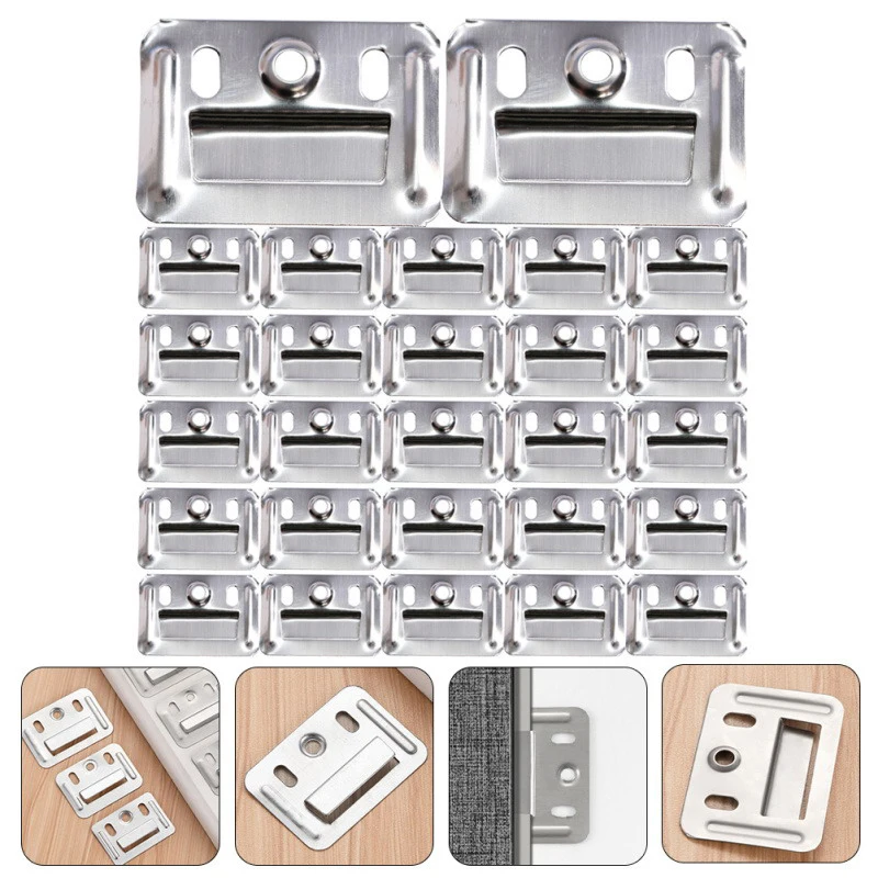 【Nice】 50/100 Stück Bambusfaserplatten-Schnallen für integrierte Wandpaneele, Edelstahl-Verbinder, Möbel-Hardware-Klemmen Image