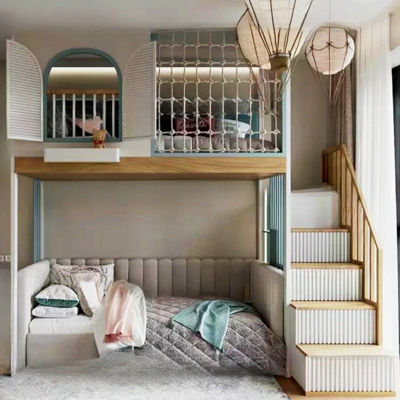 Die oberen und unteren Böden sind für Erwachsene erhältlich. Kleines Doppel-Be-D, oberes und unteres Etagenbett, Eltern-Kind-Massivholz be d. Image