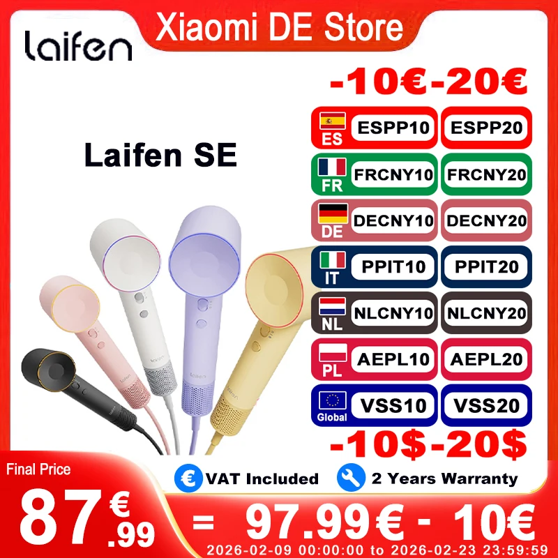 Laifen SE Hair Dryers The Next Generation High Speed Drying 21.5m/s Professional Fast Dry 200M Negative Lons 108000RPM Hair Care