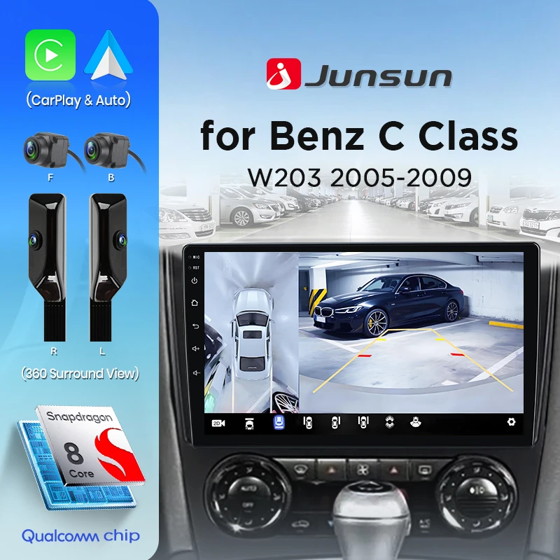 Junsun Android Auto 8-Core 360 Kamera Auto Radio Für Benz C-Klasse W203 2005-2009 multimedia Drahtlose CarPlay SWC GPS DAB Navi RDS Image