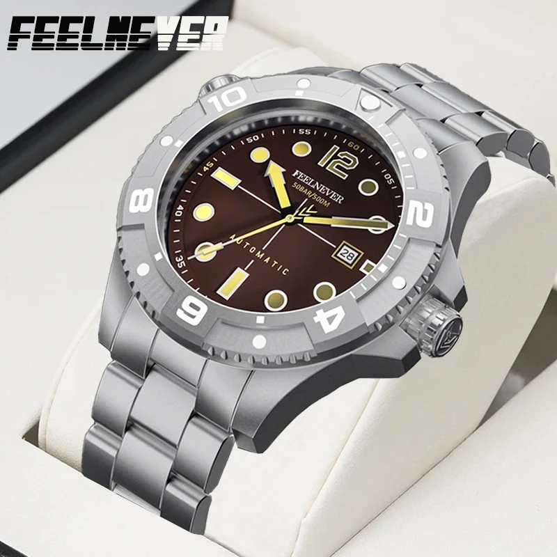 FeelNever Mechanische Uhren für Herren, automatisches Datum, Saphirglas, 316L-Edelstahl, wasserdicht, automatische Herrenuhr, MIYOTA 8215 Image