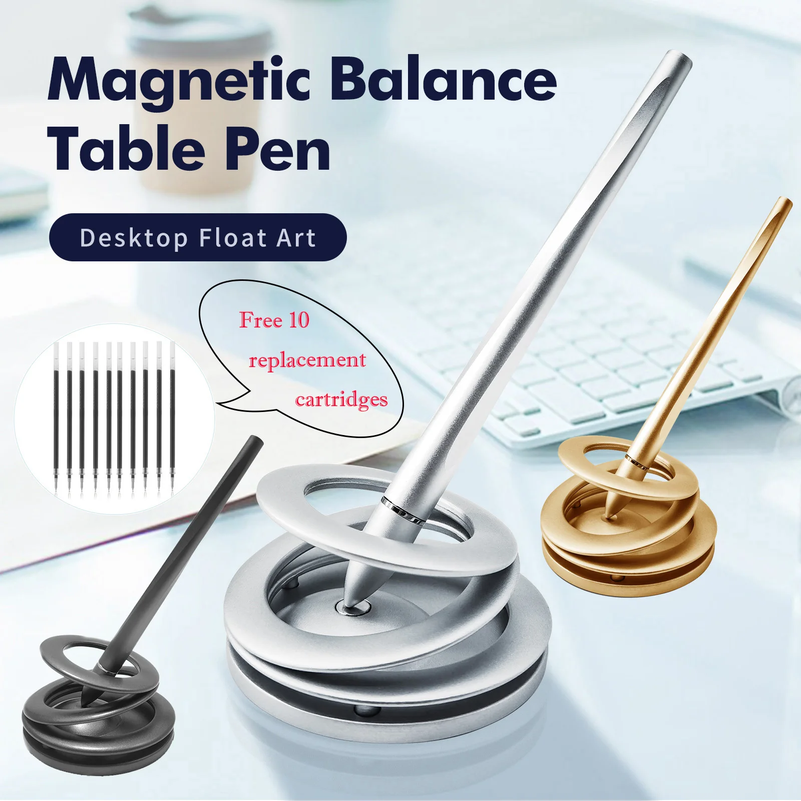 Neue verbesserte Magnetische Levitation Stift Stern Ring Lustige Schreibtisch Spielzeug Business Stift Büro Schule Hause Stress Relief Stift Festival Geschenk Image