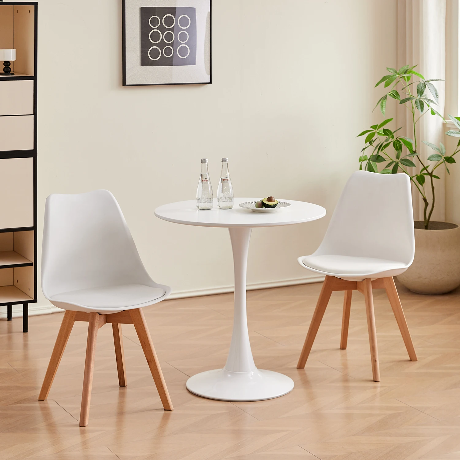 Runder Esstisch Eleganter Weißer Nordischer Tulpen-Tisch Runder Vielseitiger Tisch Küche Kaffee Balkon Weiß/Schwarz 70cm