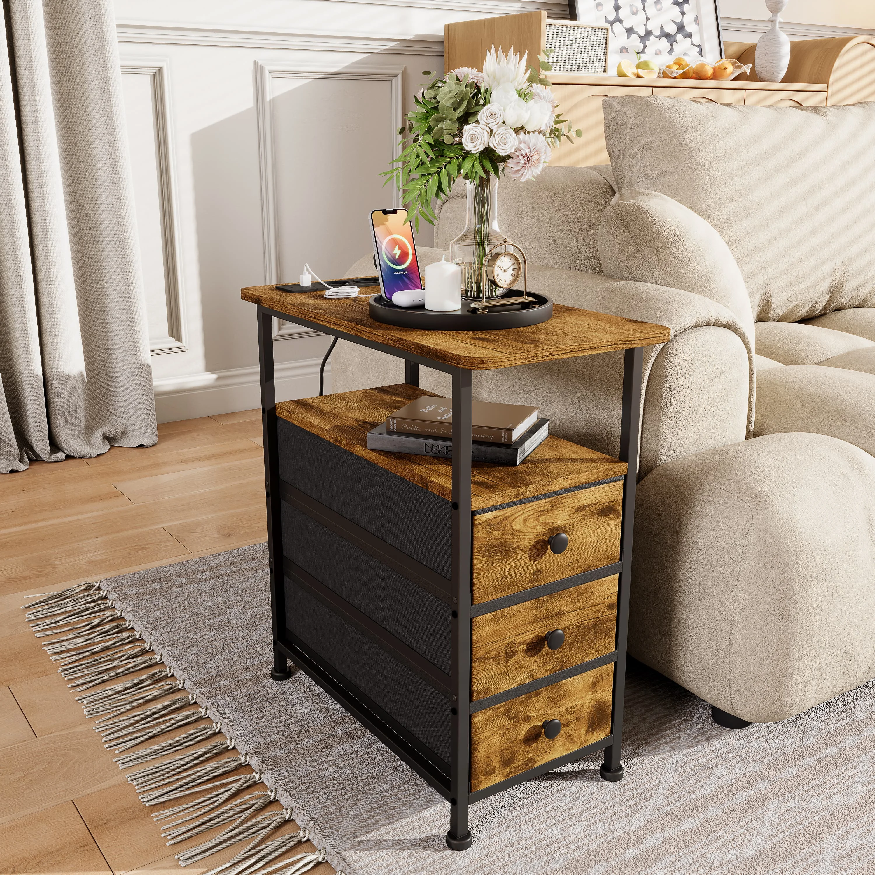 Table de chevet avec station de charge, Table d