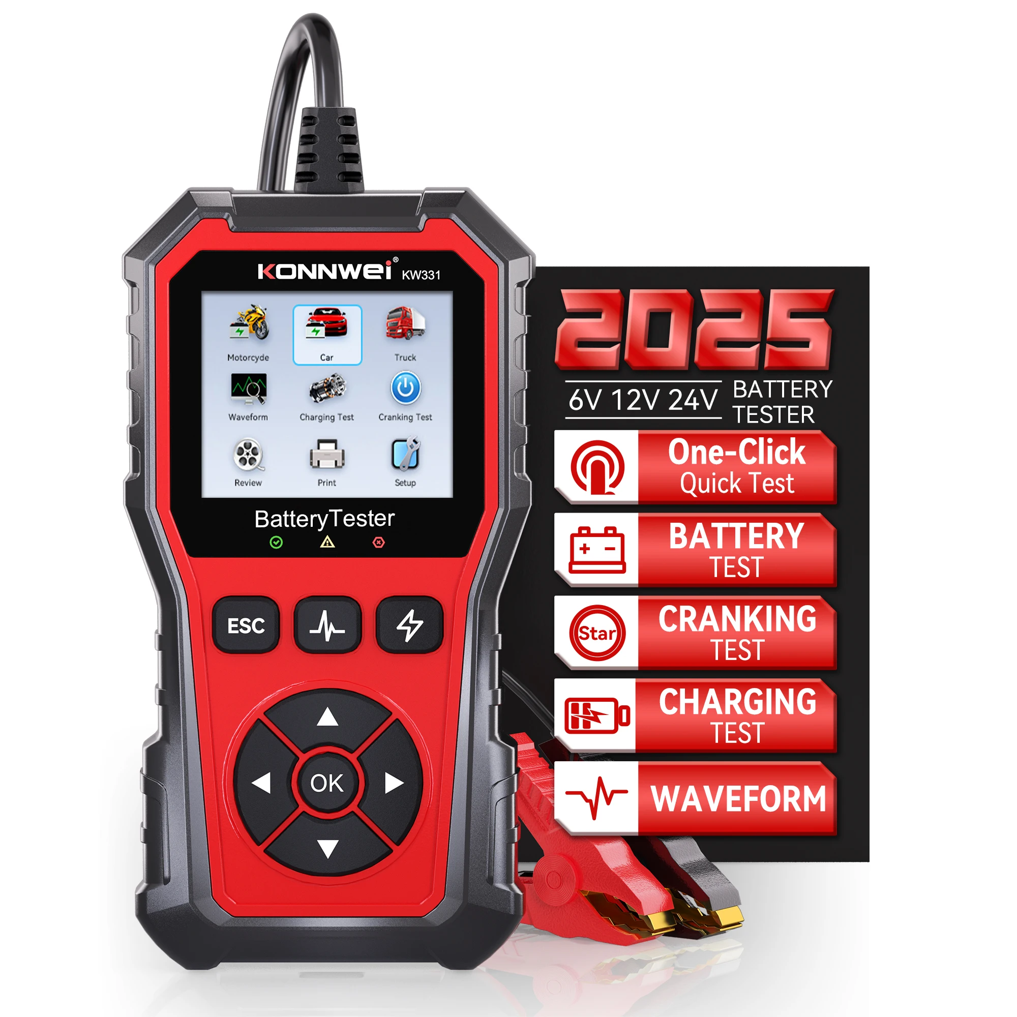 2025 KONNWEi Autobatterietester Fehlercode Abstand Batterieinformationsüberwachung Starttest Autobatterie-Ladescan-Tool Image