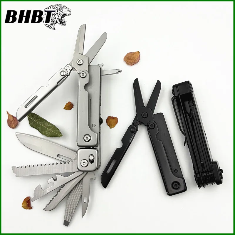 BHBT 14-in-1-Klapp-Multitool mit abnehmbarer Schere, Outdoor, Camping, Überleben, EDC-Ausrüstung, Handwerkzeuge, Geschenk für Männer Image