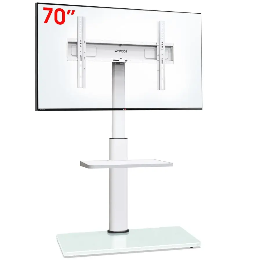 TV-Ständer, Bodenständer für 3270-Zoll-Fernseher bis 40 kg, TV-Ständer mit 2 Etagenböden, TV-Ständer höhenverstellbar, drehbare Neigung, Ma Image