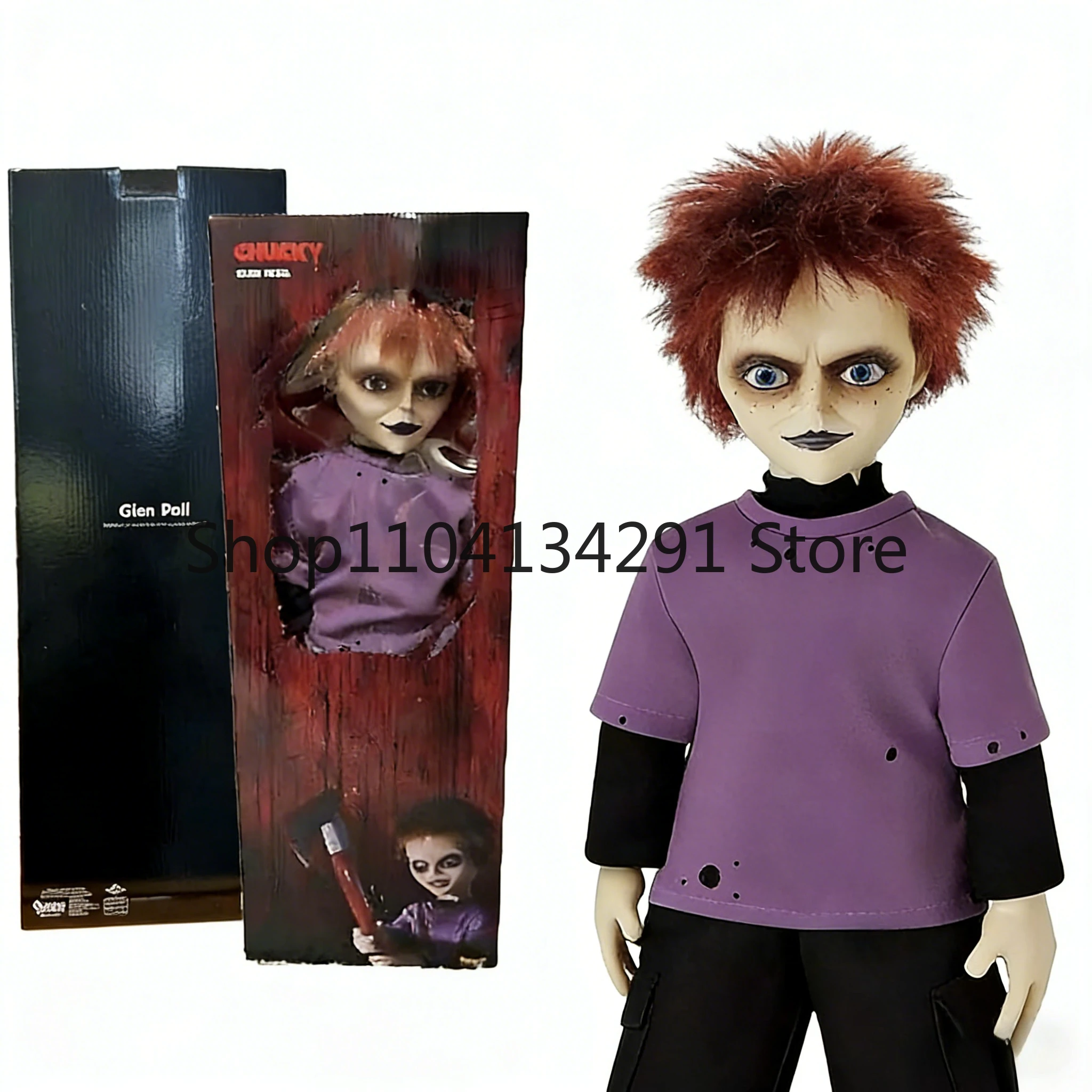 Original Chucky-Puppe: Glen-Puppe im klassischen Design, 60 cm/24 Zoll, interaktives Horror-Sammlerstück, Action-Film-Geschenk für Erwachsene Image