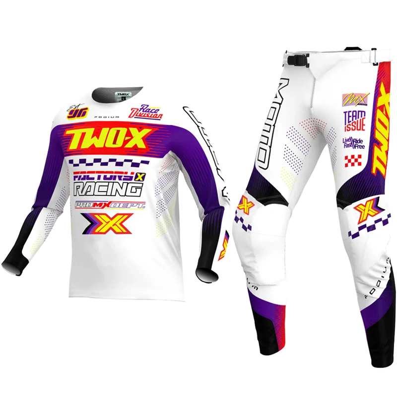 Ensemble de vêtements de motocross Two-X Podium Gladiator MX, maillot et pantalon, combo de course, enduro, DH, équipement de moto tout-terrain, VTT, ATV, combinaison de moto, kit de moto tout-terrain
