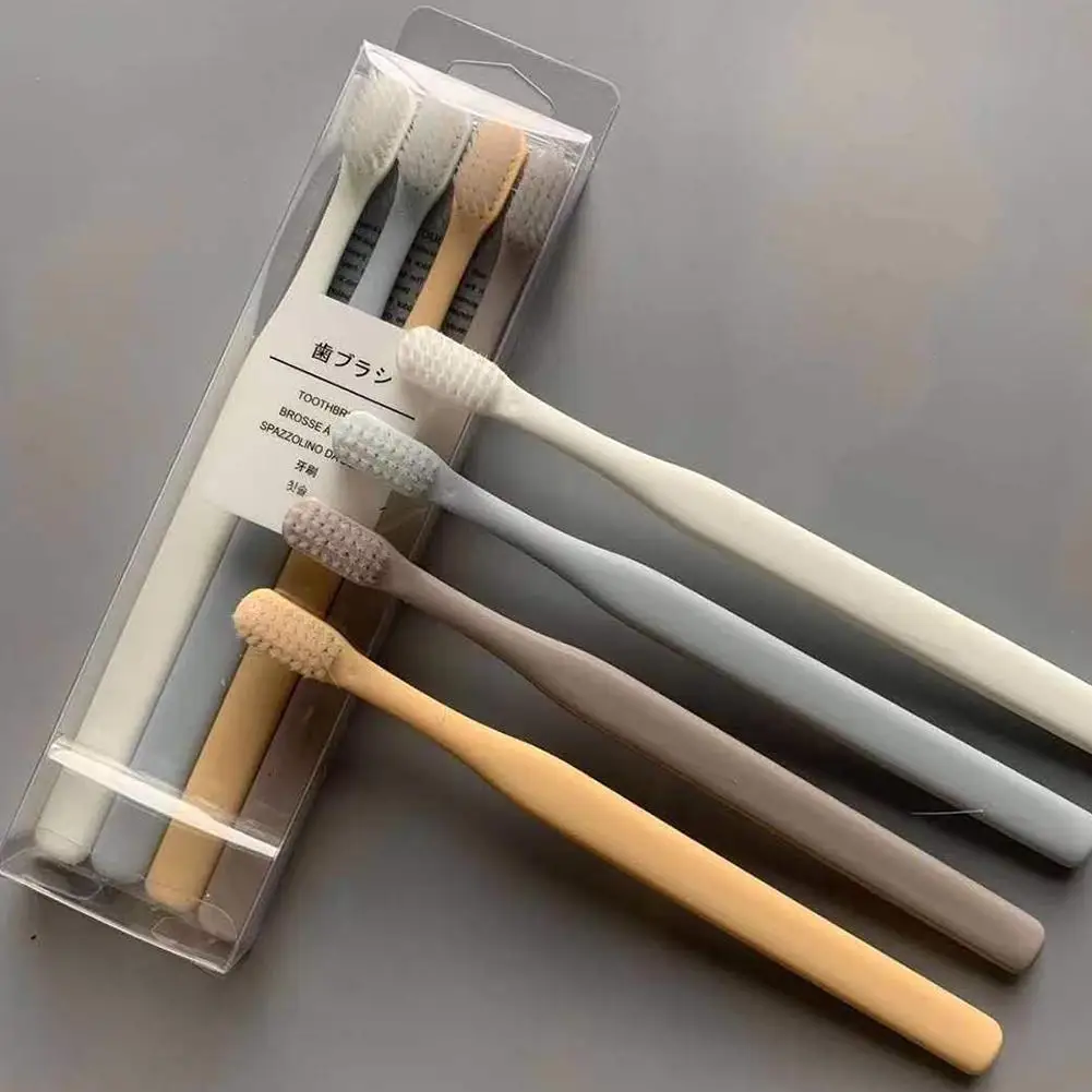 4-teiliges Elegantes Japanisch-Inspiriertes Zahnbürstenset: Weiche Borsten, Kompakter Kopf für Erwachsene - Sanft, Effektiv & Einweg Image